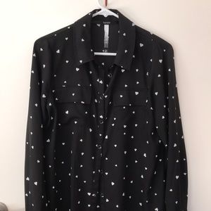 Black blouse with heart pattern